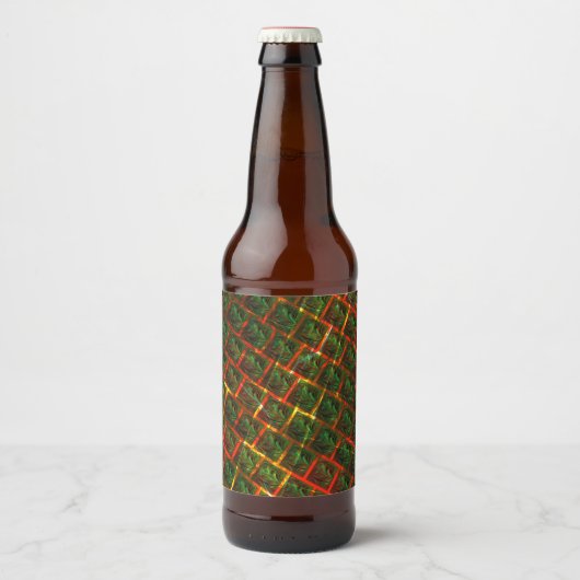 "Grüne gerahmte Augen", Kratzer oder rote Gitter. Bierflaschenetikett (Vorderseite)