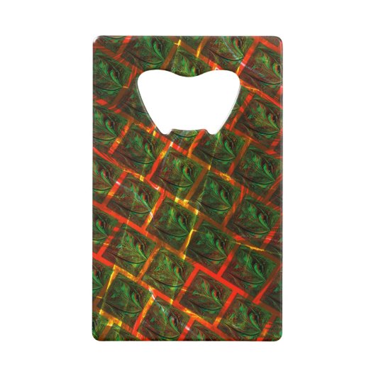 "Grüne gerahmte Augen", Kratzer oder rote Gitter. Geldbeutel Flaschenöffner (Vorderseite)