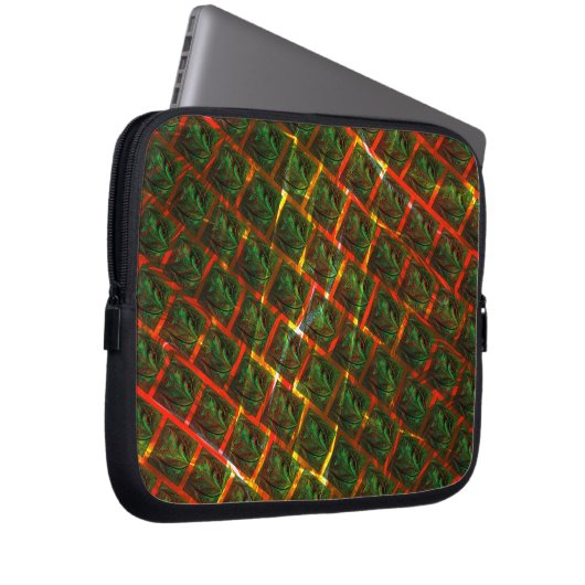 "Grüne gerahmte Augen", Kratzer oder rotes Gitter. Laptopschutzhülle (Vorne Rechts)