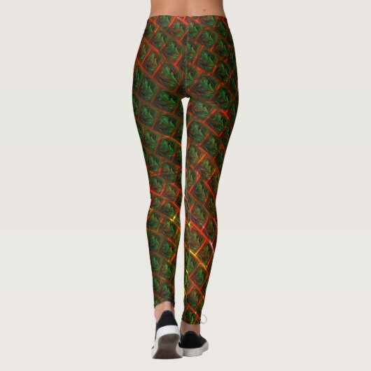 "Grüne gerahmte Augen", Kratzer oder rotes Gitter. Leggings (Rückseite)