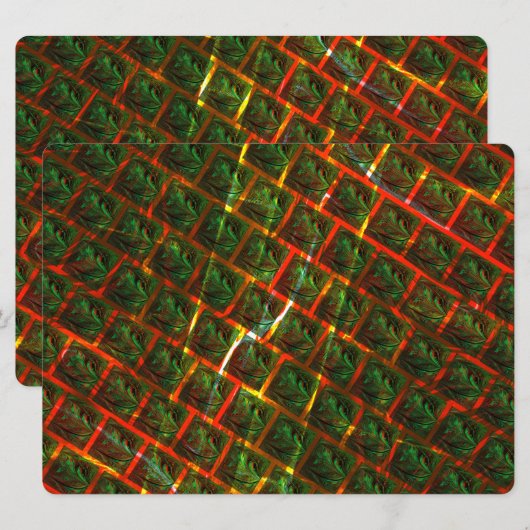 "Grüne gerahmte Augen", Kratzer oder rotes Gitter. Menükarte (Vorne/Hinten)