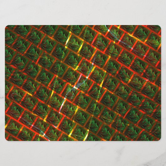 "Grüne gerahmte Augen", Kratzer oder rotes Gitter. Menükarte (Rückseite)