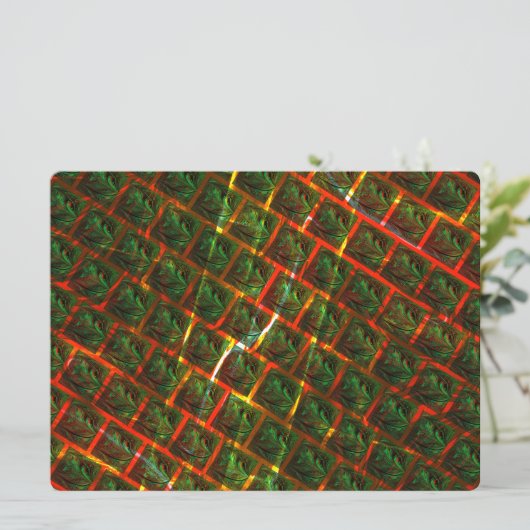 "Grüne gerahmte Augen", Kratzer oder rotes Gitter. Menükarte (Stehend Vorderseite)