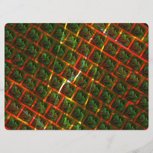 "Grüne gerahmte Augen", Kratzer oder rotes Gitter. Menükarte (Vorderseite)