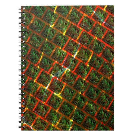 "Grüne gerahmte Augen", Kratzer oder rotes Gitter. Notizblock (Vorderseite)