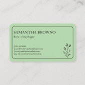 Grüne Gerahmte Blume Visitenkarte (Rückseite)