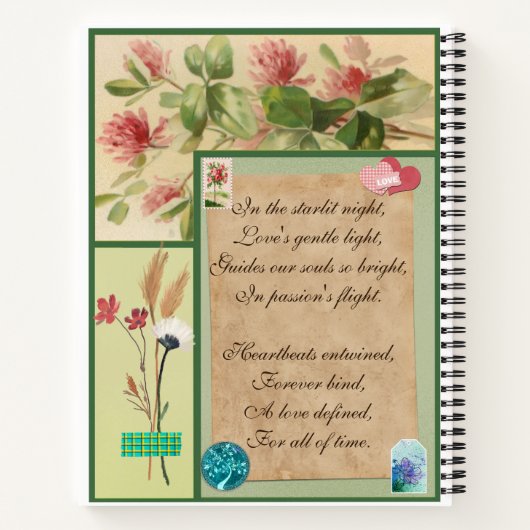 Grüne Gerahmte Frühlingslandschaft Niedlich Blüten Notizblock (Rückseite)