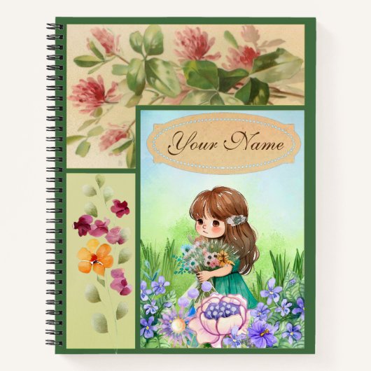 Grüne Gerahmte Frühlingslandschaft Niedlich Blüten Notizblock (Vorderseite)