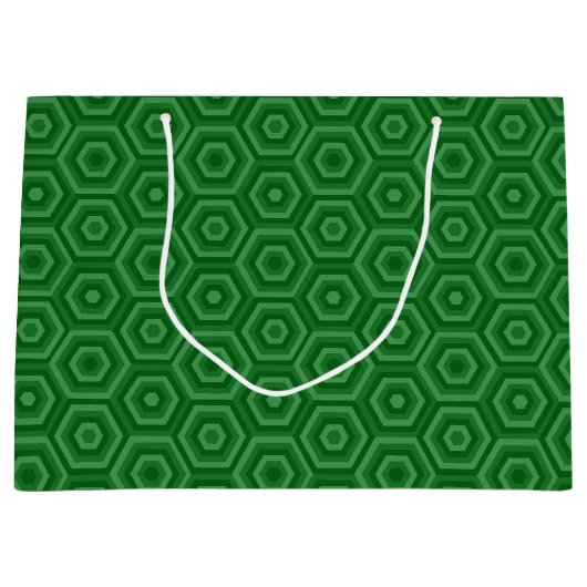 Grüne, geschachtelte Hexagons große Geschenktasche Geschenktüte (Vorderseite)