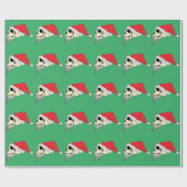 Grüne Geschenkwrap mit Skullen in Santa Claus Hats Geschenkpapier (Flach)