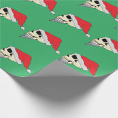 Grüne Geschenkwrap mit Skullen in Santa Claus Hats Geschenkpapier (Ecke)