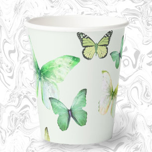 Grüne geschlechtsneutrale Butterfly-Baby-Party  Pappbecher