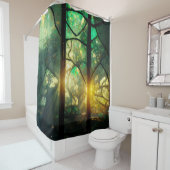 Grüne gestanzte Glaswälder Silberverkleidung Duschvorhang (Beispiel)