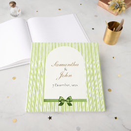 Grüne gestreifte Retro-Hochzeit Gästebuch