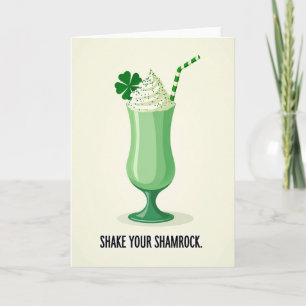 Grüne gestreifte Shamrock-Shake-Karte Karte