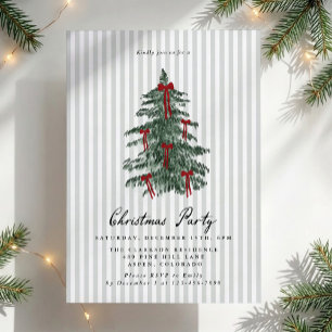 Grüne gestreifte Weihnachtsbaum-Party im Prep-Stil Einladung