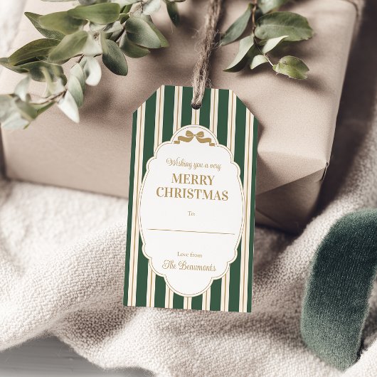 Grüne gestreifte Weihnachtsgeschenkanhänger Geschenkanhänger
