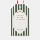 Grüne gestreifte Weihnachtsgeschenkanhänger Geschenkanhänger (Vorderseite)
