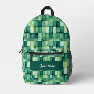 Grüne gestrichene Quadrate Bedruckter Rucksack