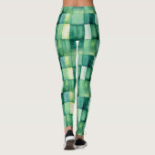 Grüne gestrichene Quadrate Leggings (Rückseite)