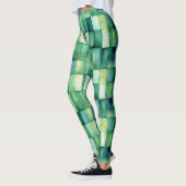 Grüne gestrichene Quadrate Leggings (Links)