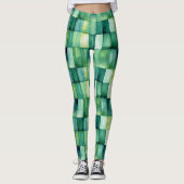 Grüne gestrichene Quadrate Leggings (Vorderseite)