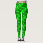Grüne gewellte Neonlinien Leggings (Vorderseite)