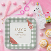 Grüne Gingham-Baby-Q-Quadratplatte Pappteller (Party)