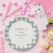 Grüne Gingham Baby-Q Runde Platte 2 Pappteller (Party)