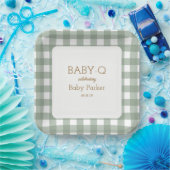 Grüne Gingham Baby-Q Teller Quadratisch 2 (Party)