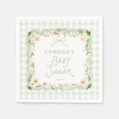 Grüne Gingham-Babyparty-Servietten Serviette (Vorderseite)