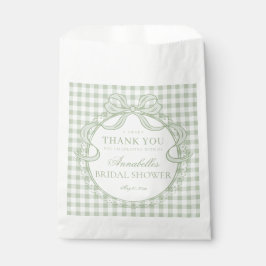 Grüne Gingham Coquette Bogen Brautparty Dessert Geschenktütchen
