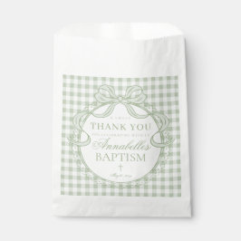 Grüne Gingham Coquette Schleife Taufnachtisch Geschenktütchen
