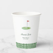 Grüne Gingham-Golf-Baby-Party Pappbecher (Vorderseite)