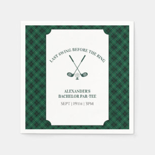 Grüne Gingham-Golf-Junggesellenparty Serviette