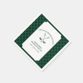 Grüne Gingham-Golf-Junggesellenparty Serviette (Ecke)