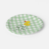 Grüne Gingham-Gummiente Baby Shower Pappteller (Schrägansicht)