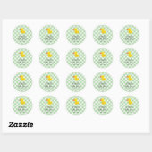 Grüne Gingham-Gummiente Baby Shower Runder Aufkleber (Blatt)