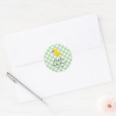 Grüne Gingham-Gummiente Baby Shower Runder Aufkleber (Umschlag)