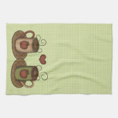 Grüne Gingham-Kaffee-Zeit Handtuch (Horizontal)