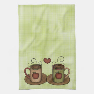 Grüne Gingham-Kaffee-Zeit Handtuch