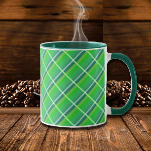 Grüne Gingham-Karo-Tasse mit weißen Streifen Tasse