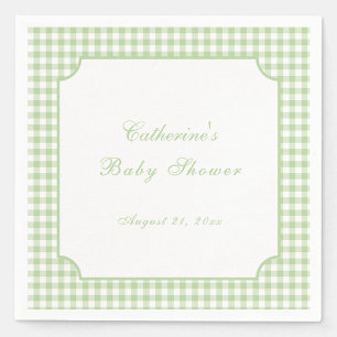 Grüne Gingham-Klassiker-Baby-Shower-Serviette Serviette