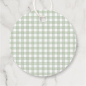 Grüne Gingham-Kokette-Bogen-Taufe-Kreis Geschenkanhänger (Rückseite)