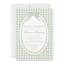 Grüne Gingham-Kokette-Bow-Bridal-Shower