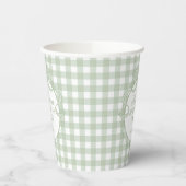 Grüne Gingham-Kokette-Bow-Bridal-Shower Pappbecher (Links)