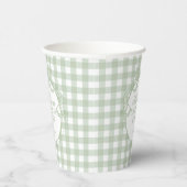 Grüne Gingham-Kokette-Bow-Bridal-Shower Pappbecher (Rechts)