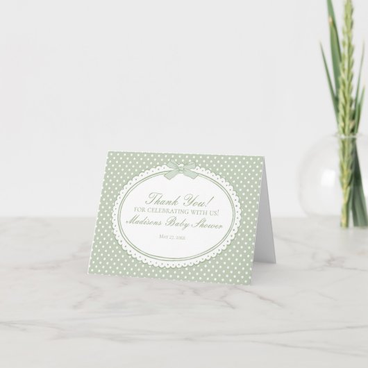 Grüne Gingham-Kokette-Bow-Dankeskarten Dankeskarte (Vorderseite)