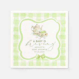 Grüne Gingham Matcha-Teeparty-Baby-Party Serviette