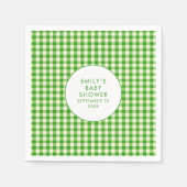Grüne Gingham Name Babydusche Serviette (Vorderseite)